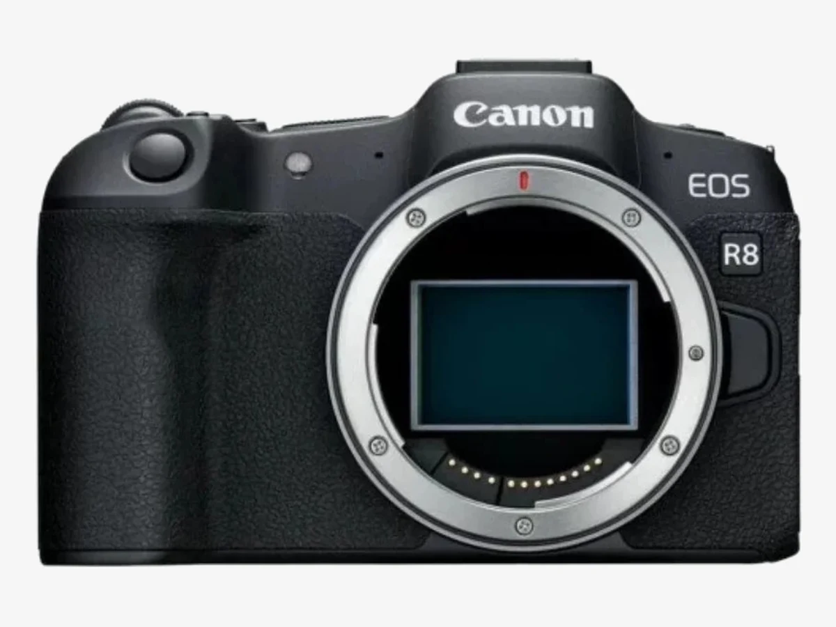 Canon EOS R8 full-frame mirrorless camera body, front view