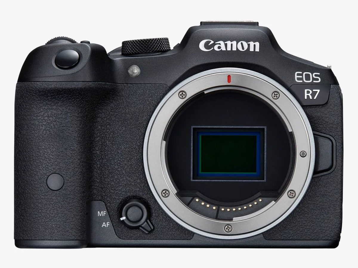 Canon EOS R7 mirrorless camera, front view
